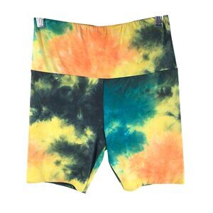 Afrm Womens Bike Shorts Pull On Tie Dye Stretch Green Yellow XS